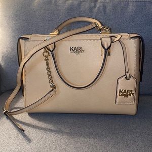 Karl Lagerfeld • Kendall Satchel in Saffiano Leather - Camel